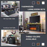 Farmhouse Fireplace TV Stand with 36" Electric Fireplace for 80 Inch TVs, 31" Tall