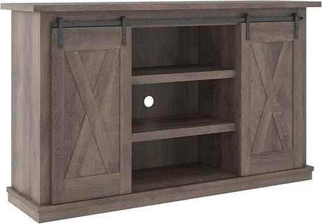 Dorrinson Farmhouse TV Stand Fits TVs up to 50" with Sliding Barn Doors and Storage