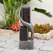 39.37''H Modern Water Garden Fountain Outdoor 2 Tiered Cascading Indoor Waterfall