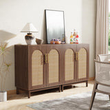 2 Rattan Sideboard Buffet Cabinet with Storage, 59 Inch Accent Cabinet with Doors, Storage Cabinet for Dining Room,