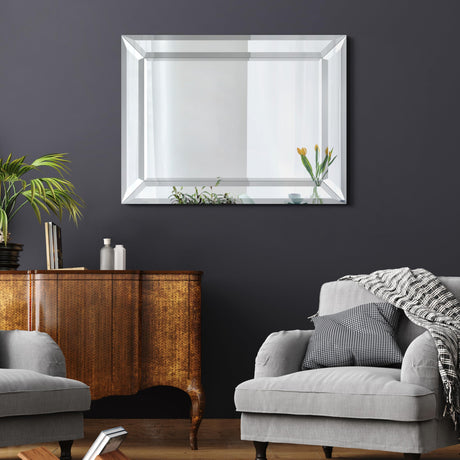 Diamond Silver Glass Framed Wall Mirror, 30"x40" Mirror