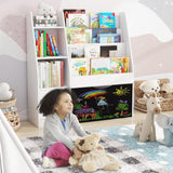 Bookshelf and Toy Storage Organizer with Pull-Out Drawers, White Children Small Book