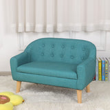 Sofa Chair/Kids Sofa Couch/PVC 2-Seater Upholstered Sofa Chair for Toddler Ages up to 4 / Baby Gift for Girls & Boys (30" W) (Blue)