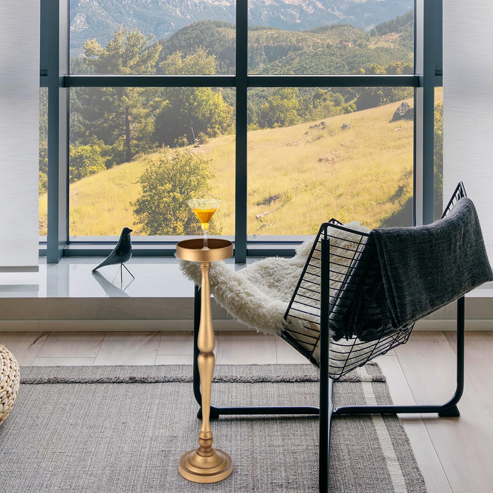 Drink Table Pedestal Side Table Round Martini End Table Small Cocktail Drink