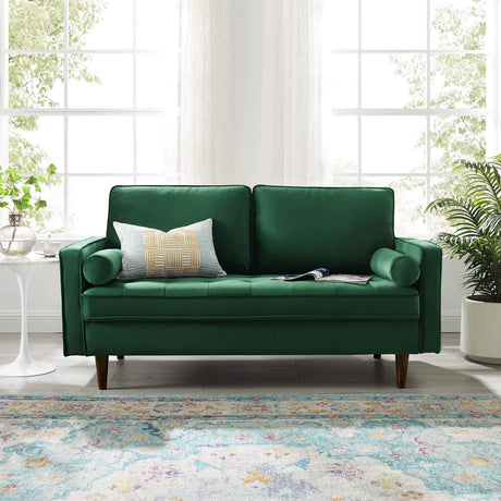 Valour Performance Velvet Loveseat, Green Valour Performance Velvet Loveseat