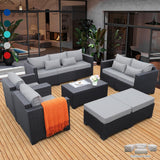 7 Pieces Outdoor Furniture Sectional Patio Couches Set Storage Table