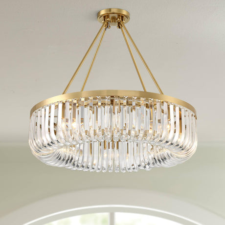 Jenna Modern Glam Ceiling Light Semi Flush-Mount Fixture 28" Soft Gold Metal 8-Light