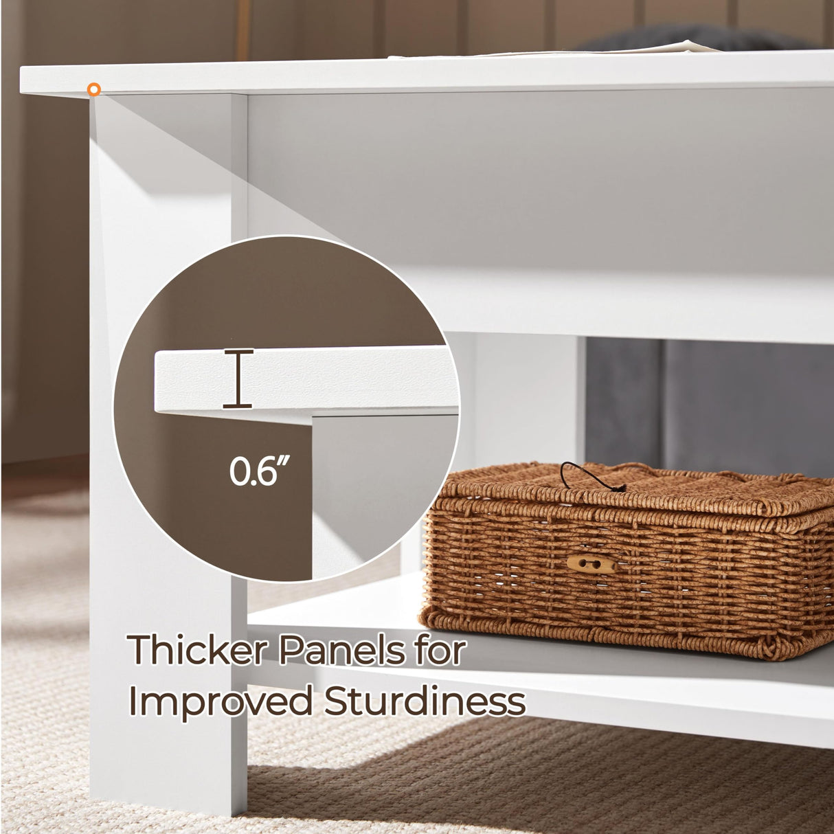 Lift Top Coffee Table w/Hidden Storage Compartment and Storage Shelf - Lift Tabletop