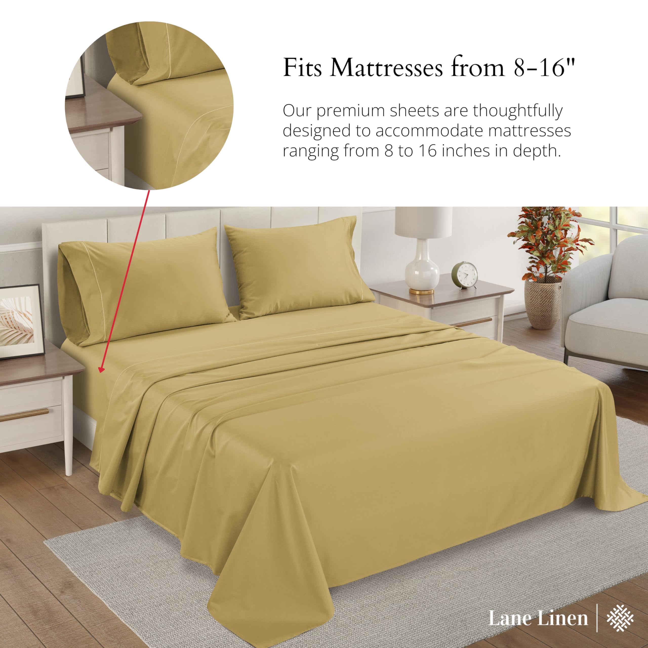 100% Egyptian Cotton King Size Sheets Set - 1200 TC, 4 Pieces - Luxury Sateen Weave Cotton Sheets King Size Set -