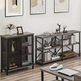 Rustic Console Table Behind Sofa, Industrial Entryway Table with Storage Shelves