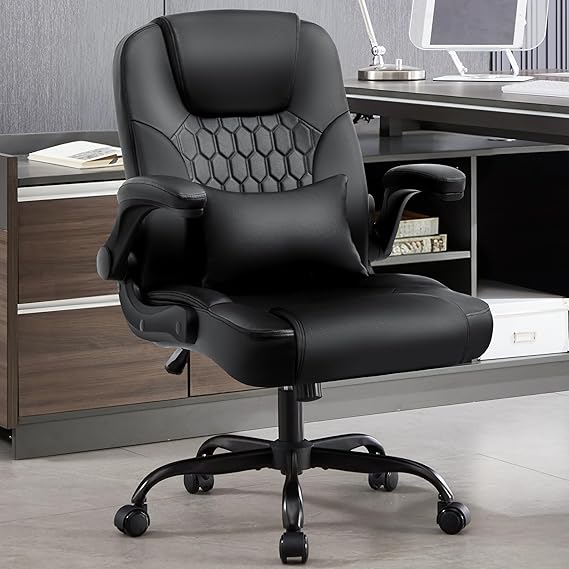 Executive Office Chair with Lumbar Support - Ergonomic PU Leather Desk Chair