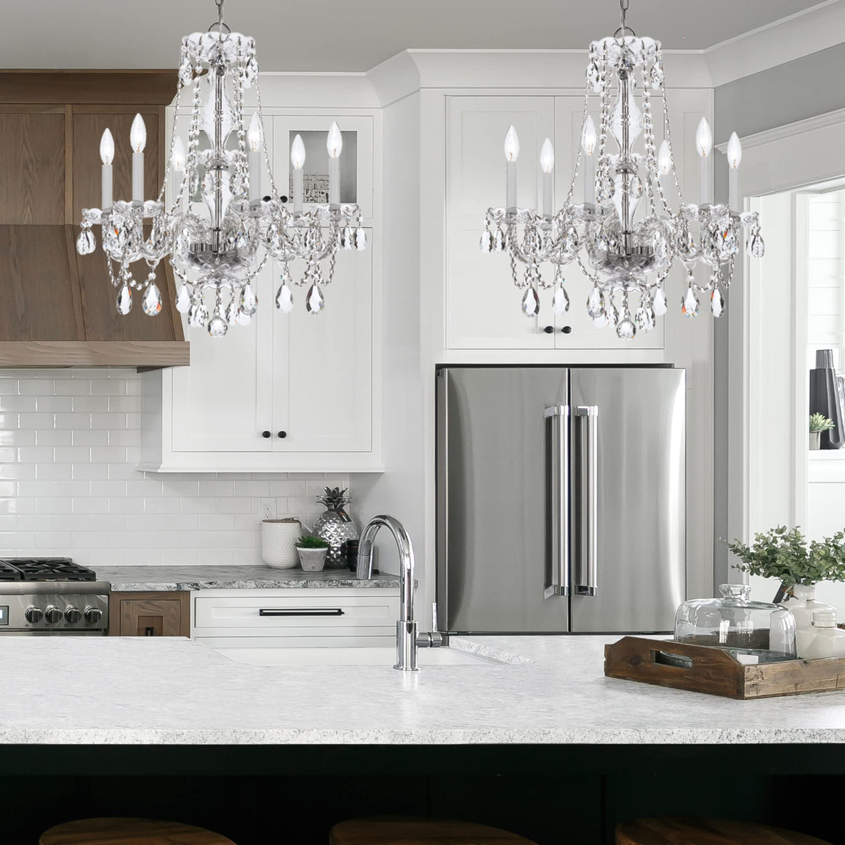 Six Light Chandelier in Classic Style - 23 Inches Wide by 25 Inches High-Hand Cut Crystal