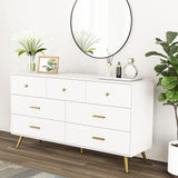 7 Drawer Dresser for Bedroom, Modern White Wood Dresser with Wide Drawers