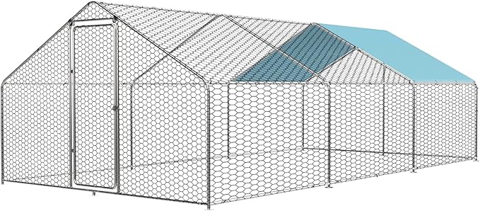 SkyDome Metal Chicken Coop with Waterproof UV-Resistant Roof