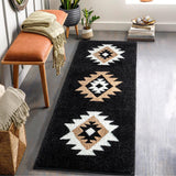 DEXDE Boho Bathroom Rugs Black Aztec Bath Mat Non Slip Long Bathroom Rug Runner Luxury Soft Absorbent Carpet for Bathroom Shower Kitchen Entryway Modern Western 20x47