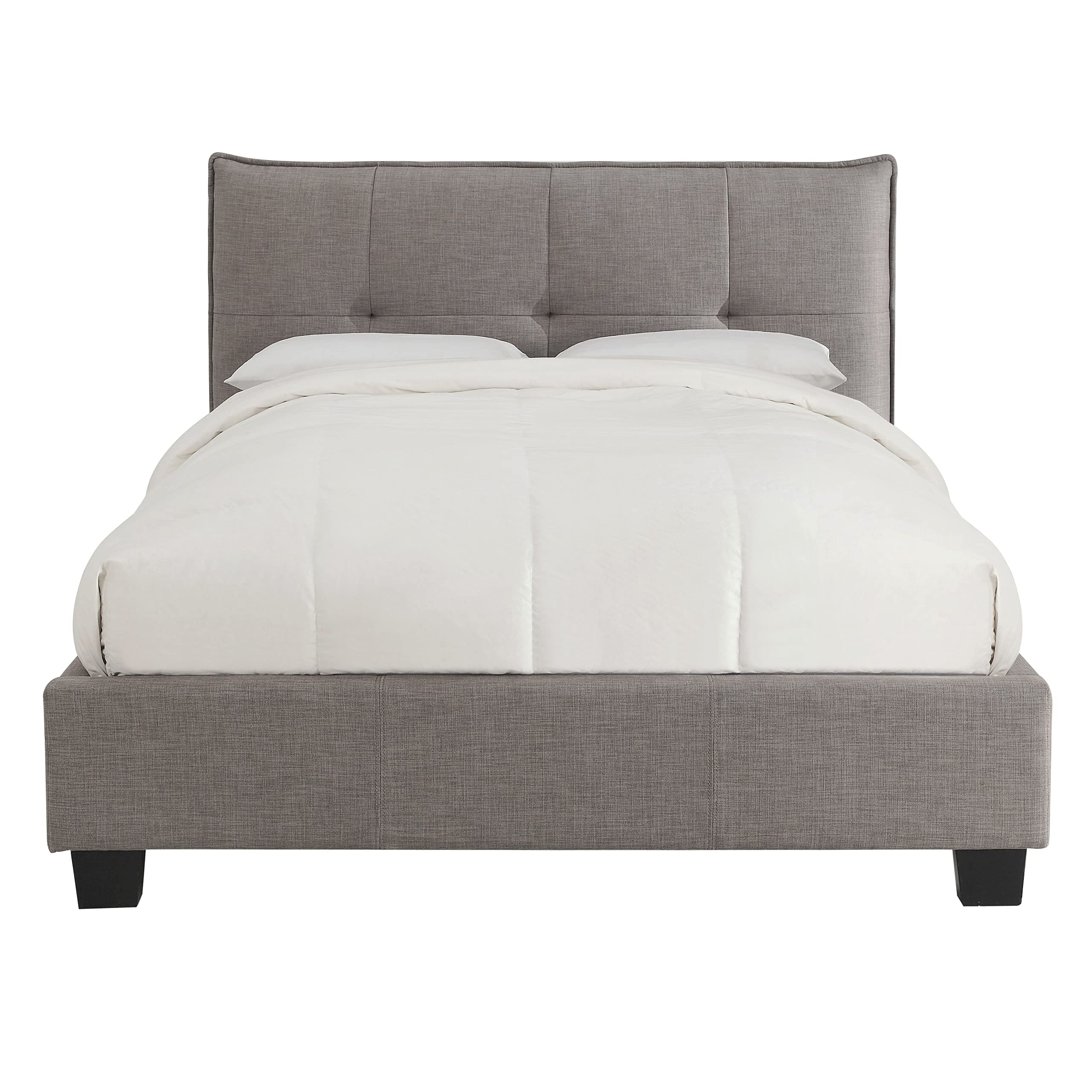 Modus Furniture Solid Wood Upholstered Platform Bed, King, Adona - Dolphin Linen