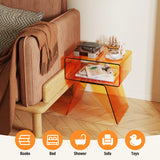 Side Table Modern Orange End Table for Bedroom, Living Room, and Bathroom | Compact Sofa Table | Easy Assembly Nightstand