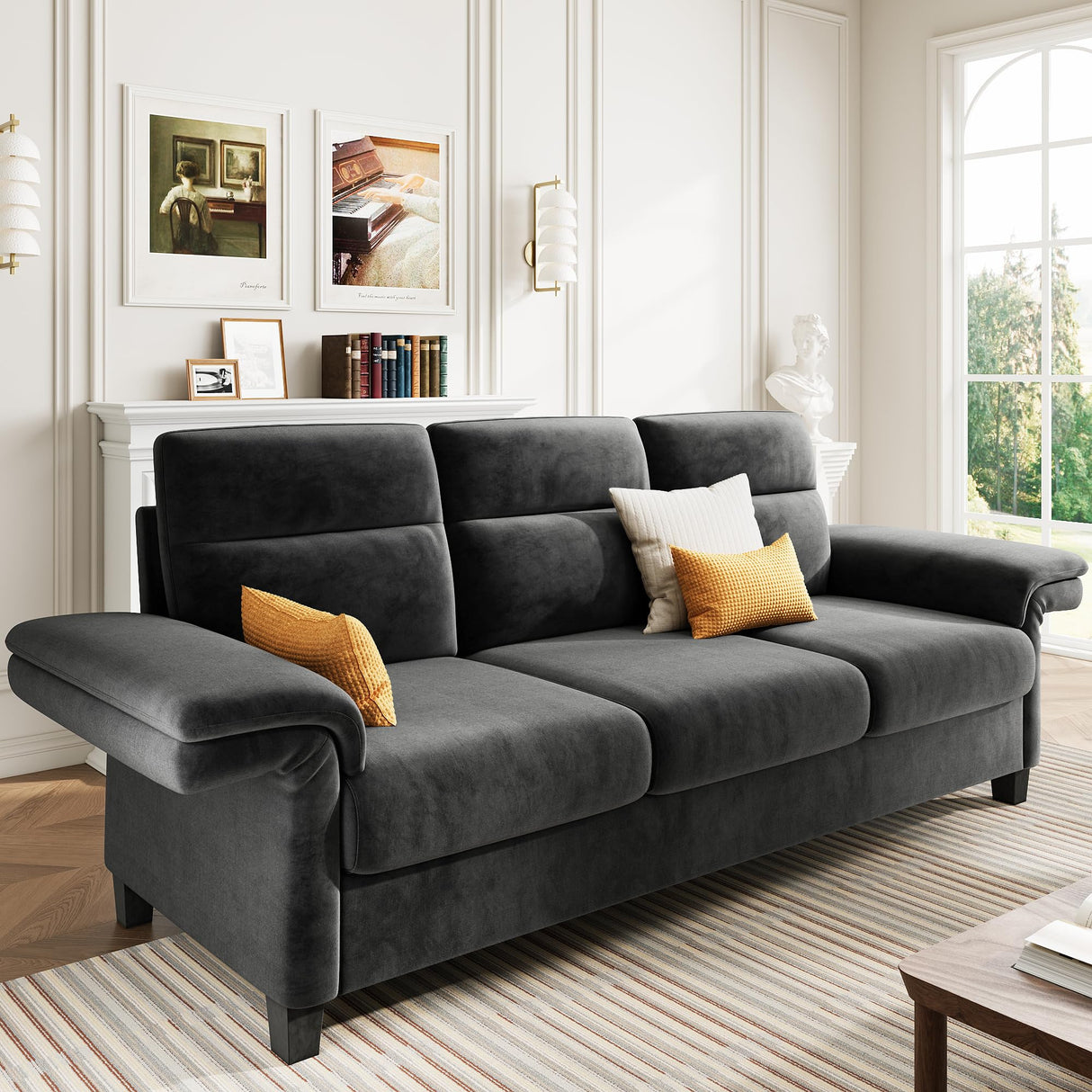 92 Inch Sofa, Comfy Lounge Couch with Adjustable armrests