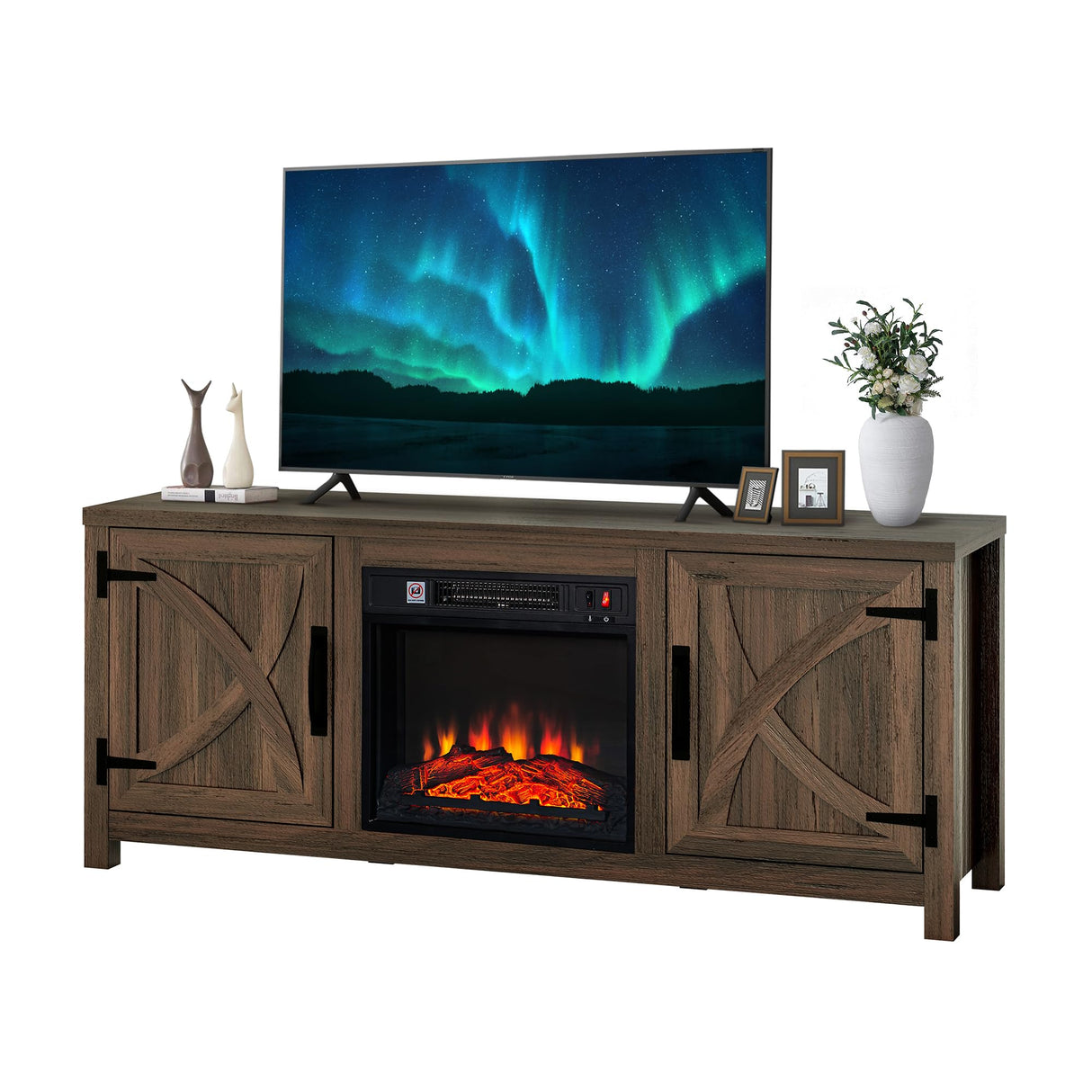 TV Stand for Television up to 65 Inch with 18" Electric Fireplace, Adjustable Fireplace Tv