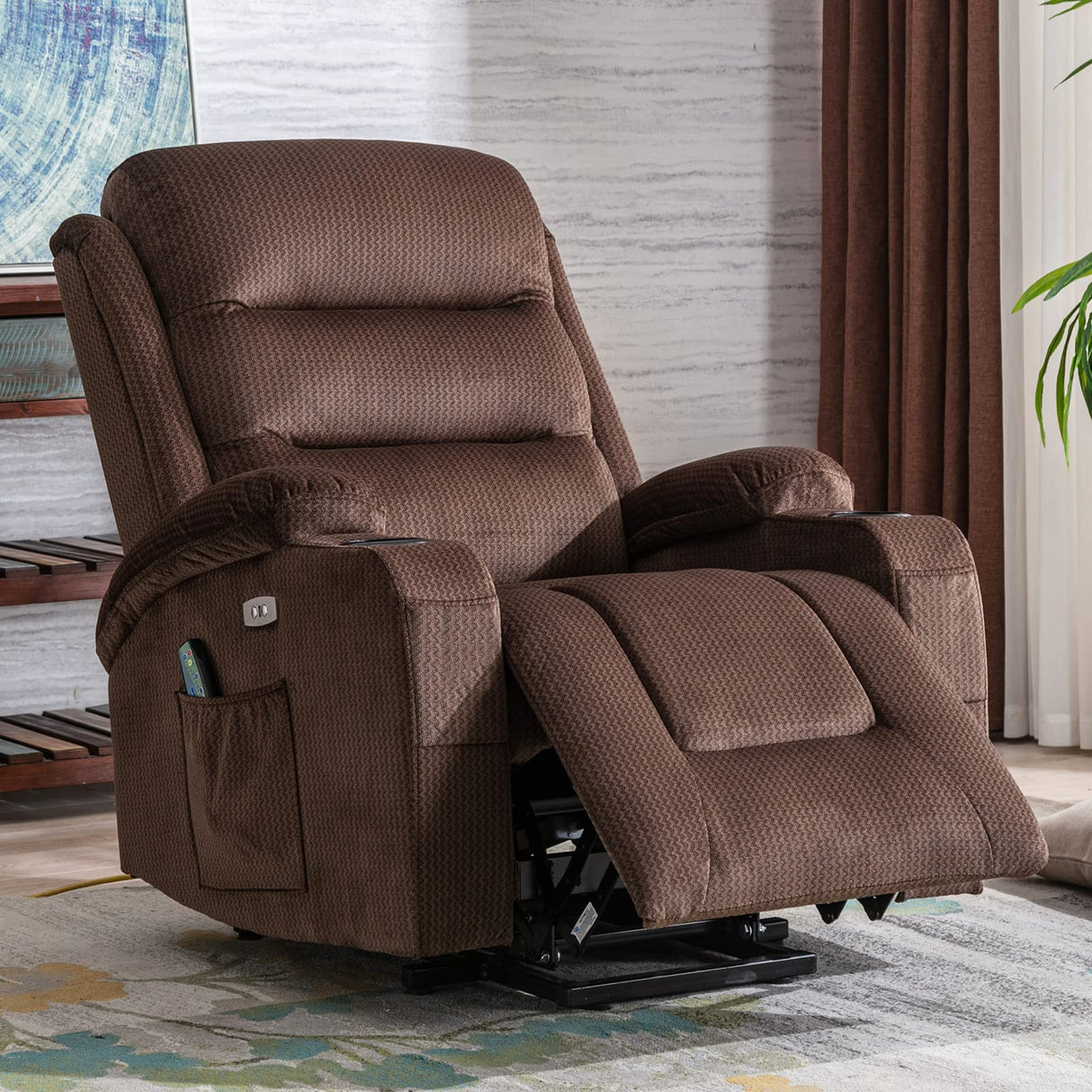 Lift Recliner Chair - Lift Recliner Chairs for Elderly - Lift Chair with Massage and Heat - Electric Power Lift Recliner with USB Port, 2 Cup Holders, 4 Pockets for Living Room, Velete