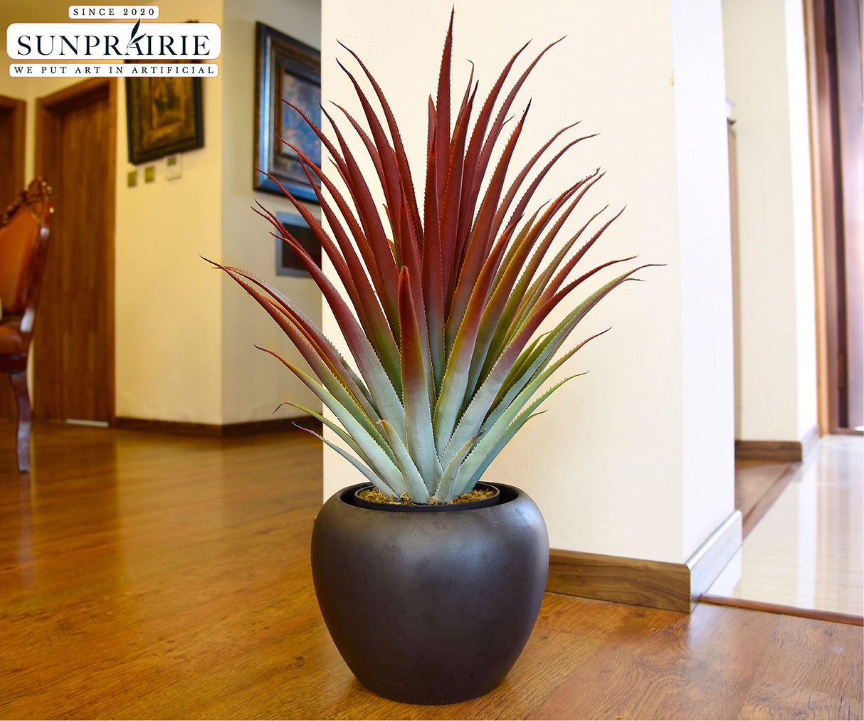 Hyper Realistic Big Red Artificial Aloe Vera Plant 26 Inches Tall.