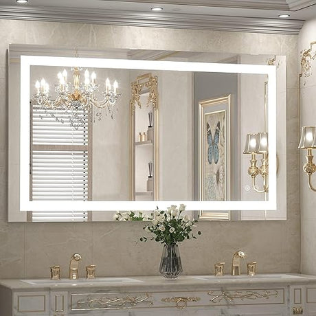 Mirror for Bathroom 48 x 30 Inch Lighted Mirrors for Wall with Antifog, 3 Colors