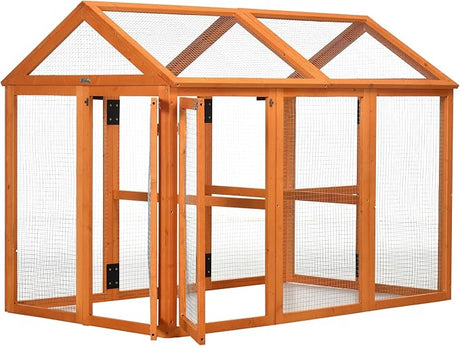 Chicken Run, Wooden Large Chicken Coop, Combinable Design with Perches & Doors