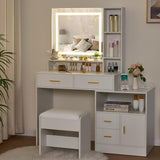 Vanity Desk with Mirror and Lights,Makeup Vanity Dressing Table Makeup Desk with 4