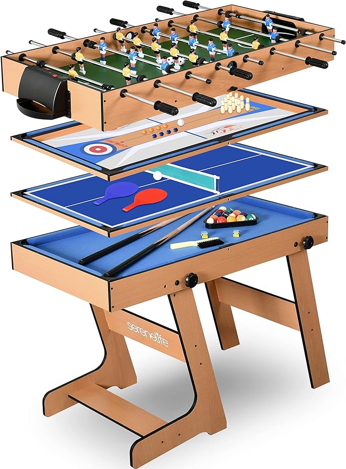 Multi Game Table, 48" Sports Arcade Games with Accessories, Ping Pong