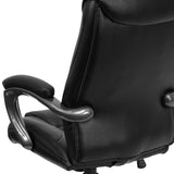 Flash Furniture Oma High Back Black LeatherSoft Layered Upholstered Executive Swivel Ergonomic Office Chair with Smoke Metal Base and Arms