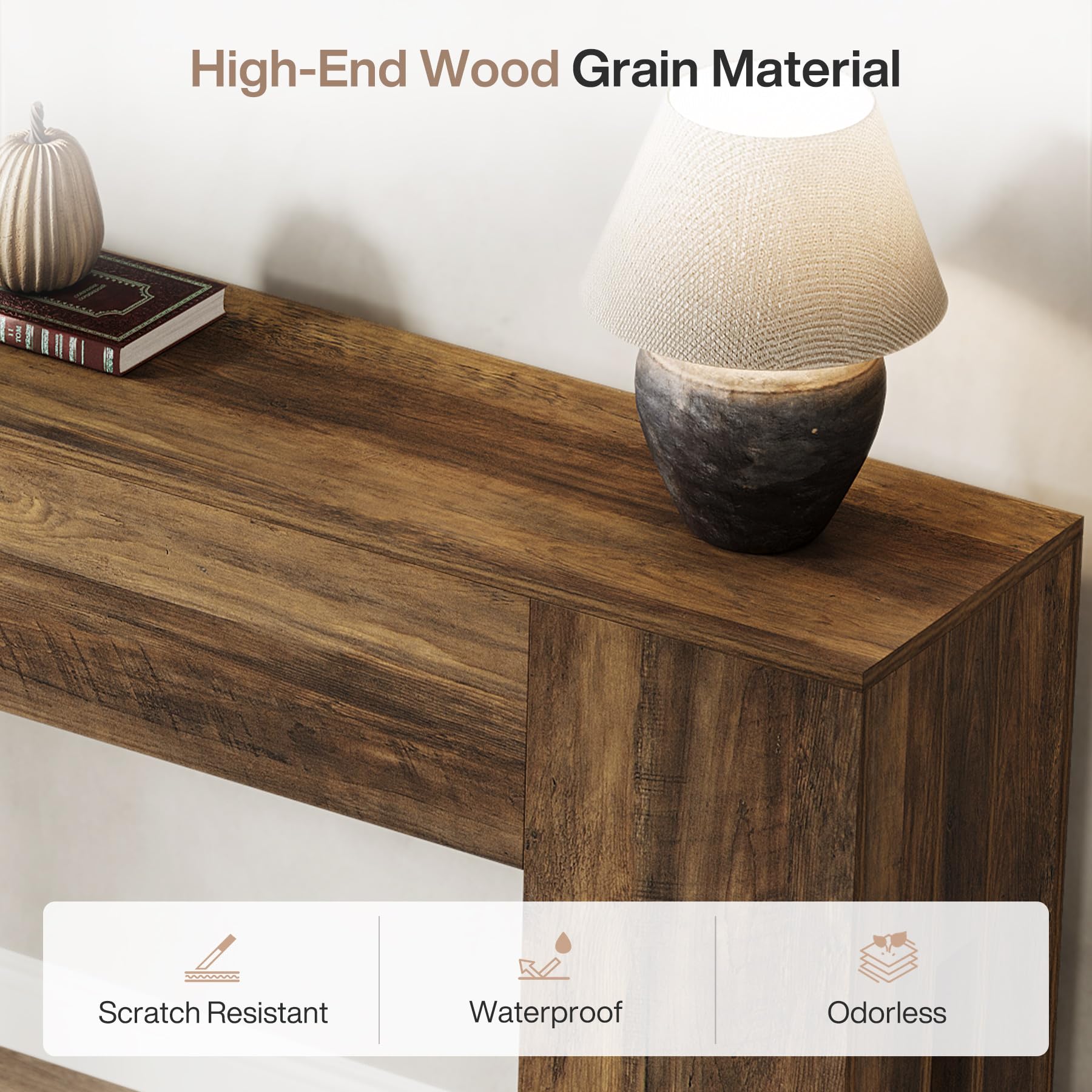 71-Inch Long Console Table for Entryway - Farmhouse Sofa Table