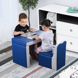 Kids Sofa Set 2-in-1 Multi-Functional Toddler Table Chair Set 2 Seat Couch Storage Box Soft