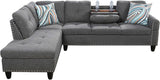 97" W Sectional Couches for Living Room, Linen Modular Sectional Sofa