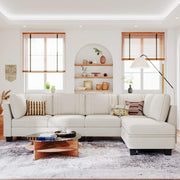 4 Seater Sectional Sofa with Reversible Chaise, Velvet L Shaped Sofa Sectional