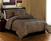 7-Piece Queen Leopard Print Comforter Set - Black & Brown