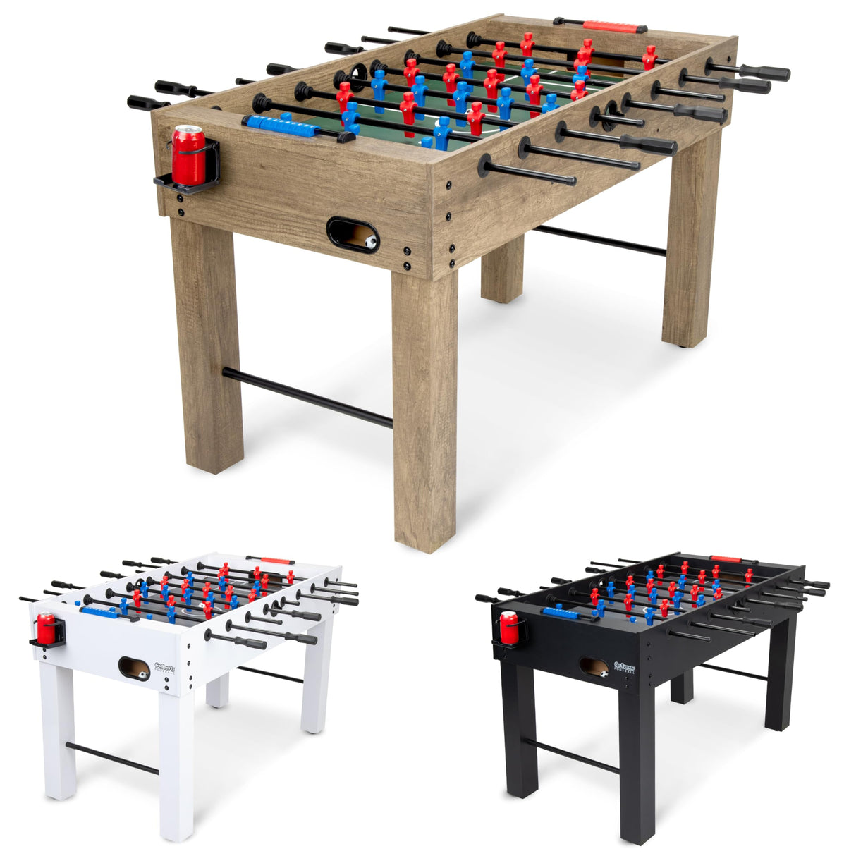 54 Inch Full Size Foosball Table - Includes 4 Balls and 2 Cup Holders –Oak