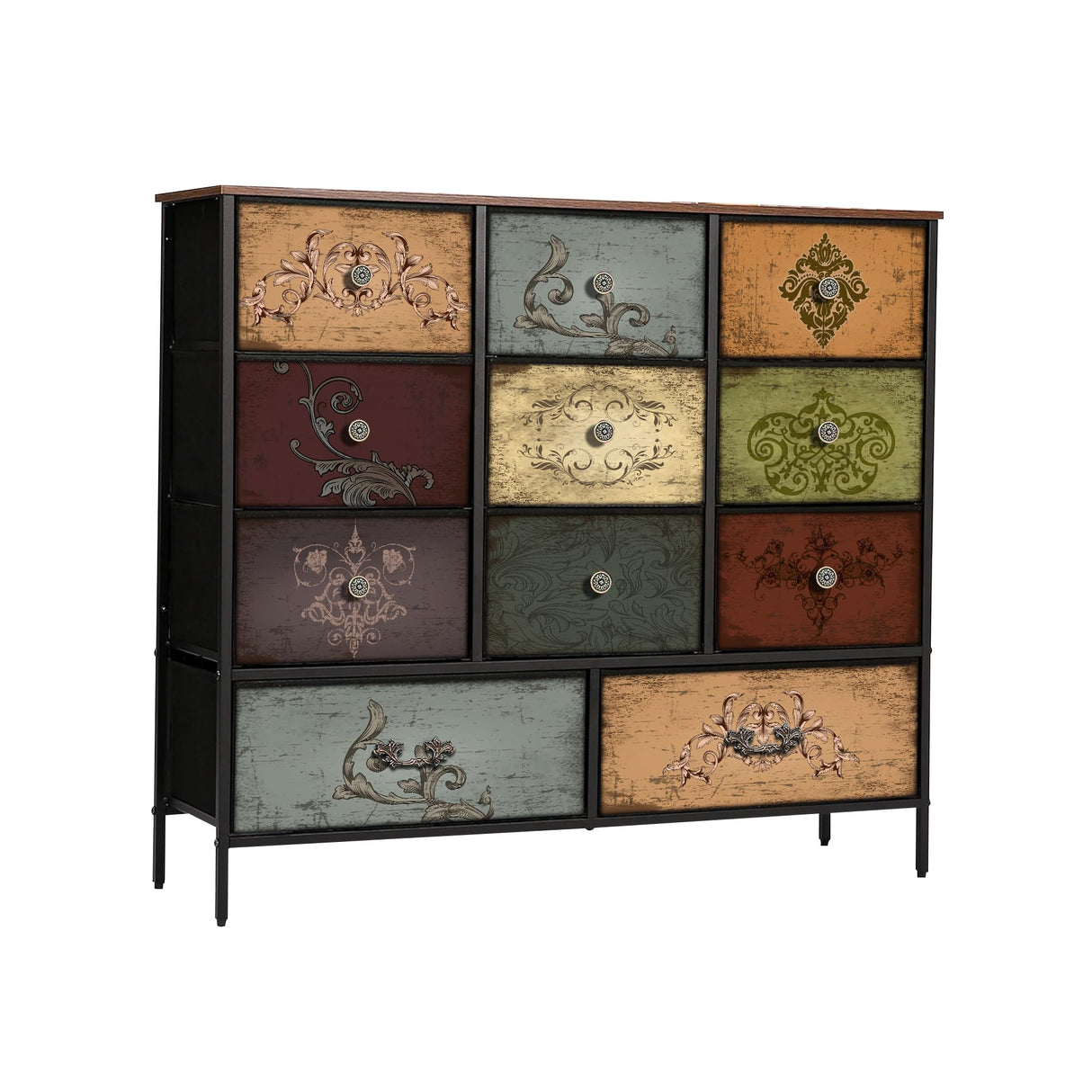 Chest of Drawers for Bedroom with 11 Deep Drawers, Tall Fabric Dresser, Wide TV Stand,