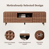 65 Inch TV Stand with Diamond Panel - Modern Entertainment Center