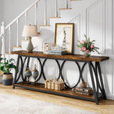 70.9 inch Extra Long Console Table, Industrial Sofa Table Behind Couch with 2 Tier Storage Shelf