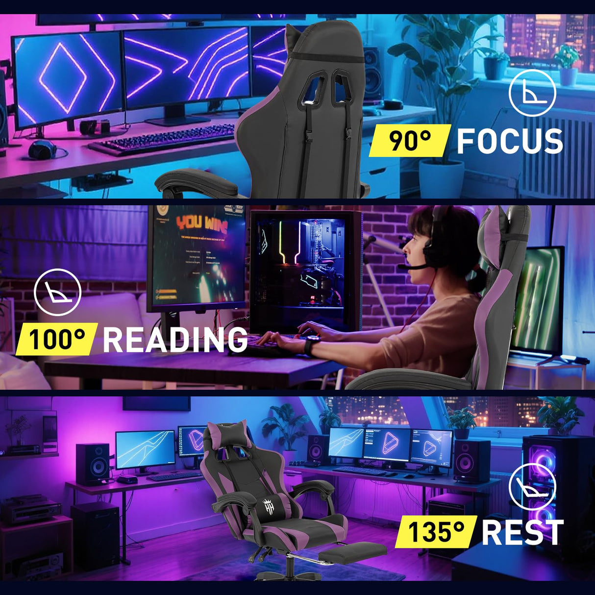 Ergonomic Gaming Chair with Footrest - Reclining Big and Tall Office Chair