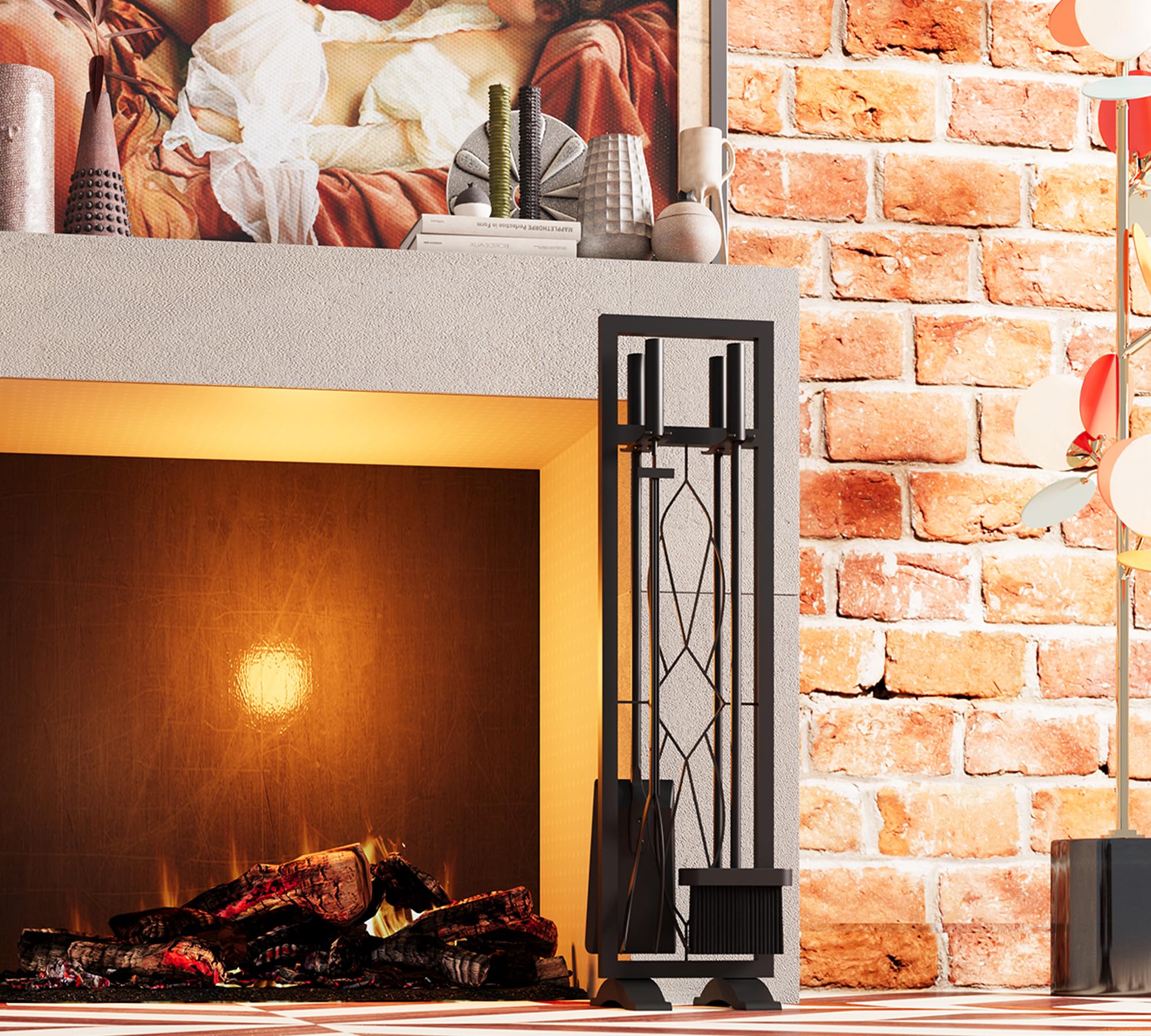 Fireplace Tools Set 5 Pieces Fireside Accessories Fire Kit Stand Woodstove Tools