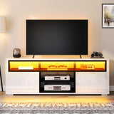 LED TV Stand for 65 inch TV, Modern Entertainment Center with 2 Storage Cabinet,