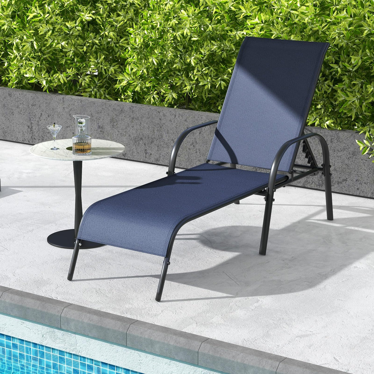 2 Pack Patio Lounge Chair, Outdoor Chaise Lounge with 5 Adjustable Backrest