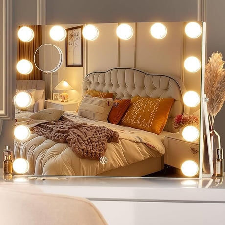 Vanity Mirror with Lights and Bluetooth Speaker, 11" x 14" Hollywood Mirror, Makeup Mirror