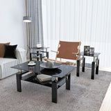 Modern Tempered Glass Coffee Table Set - 1/2/3 Piece Living Room Table Set - Sleek Design