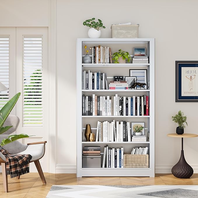 Metal Bookshelf, 5 Tier Black Bookcase with Adjustable Storage Shelves, 69" Tall Book