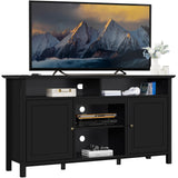 Black TV Stand for TVs up to 65 Inch, Modern Media Entertainment Center with Double