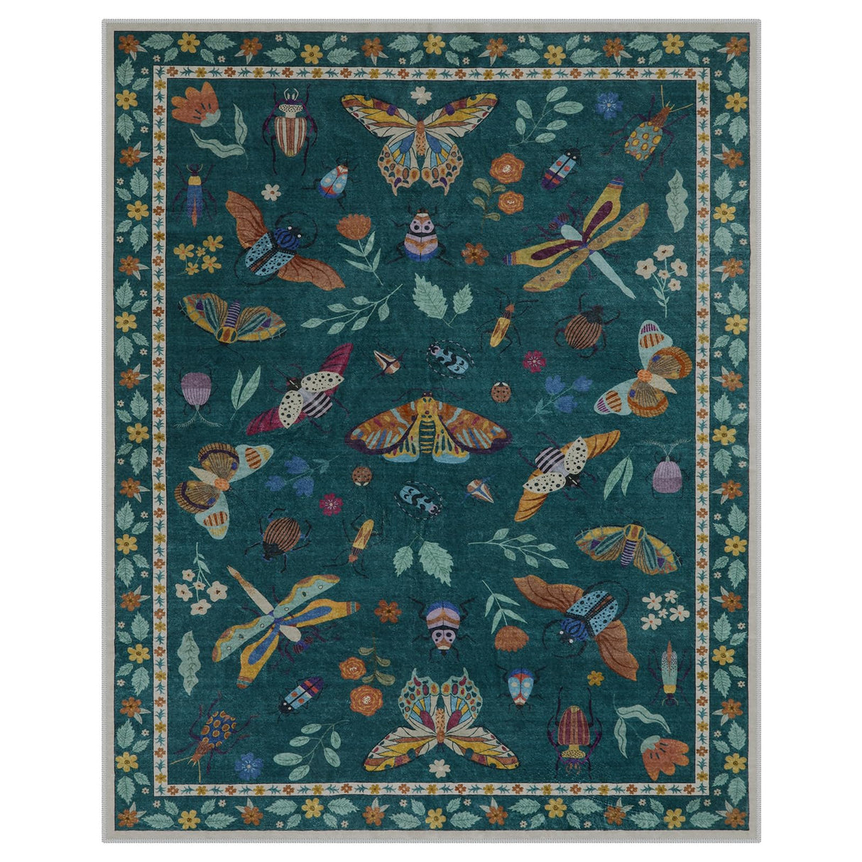 Insect Print Area Rugs 8x10, Non Slip Washable Rugs for Living Room 8x10 Rug, Soft Modern Bedroom Rug 8x10 Under Bed Ultra