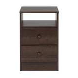 Astrid Simplistic Nightstand Side Table with 2 Drawers and Open Shelf,