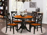 ANQU5-BLK-W 5 Piece Dinette Set for 4 Includes a Round Kitchen Table with Pedestal